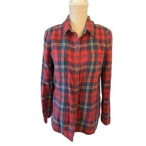TREASURE AND BOND Red Flannel Button Up‎ Long Sleeve Top Size Medium